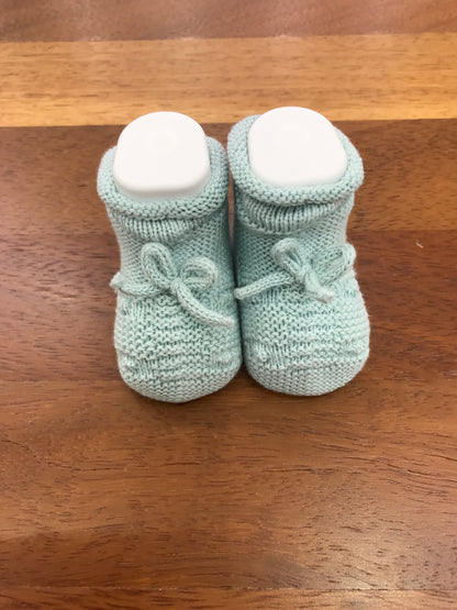 Babbucce PCS in filo di cotone verde menta con fiocchetto sul davanti