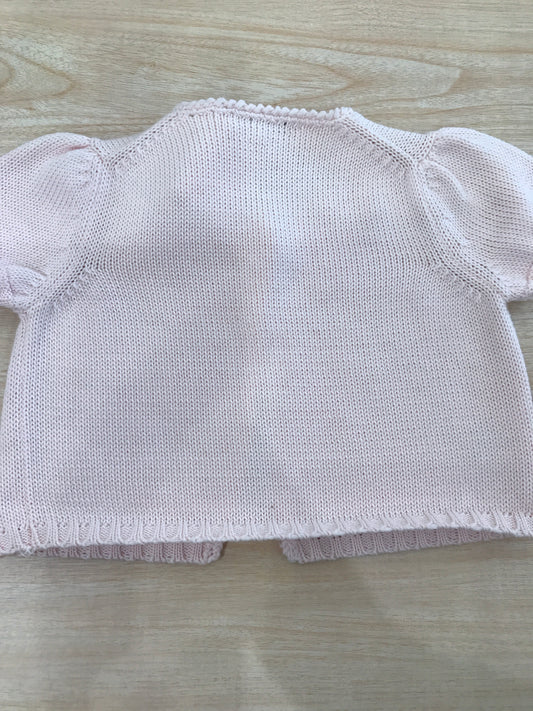 Cardigan Colibrì in filo rosa mezza manica con un piccolo bottoncino