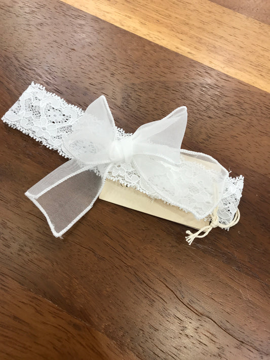 Fascia Pure in pizzo con bianca con fiocco sul davanti