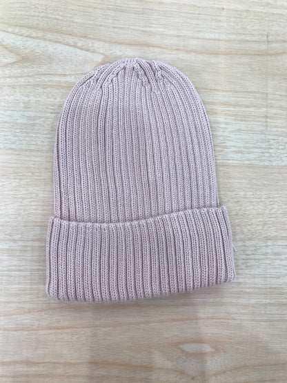 Cappello Nannafrufrù in filo di cotone rosa  a righe con risvolto