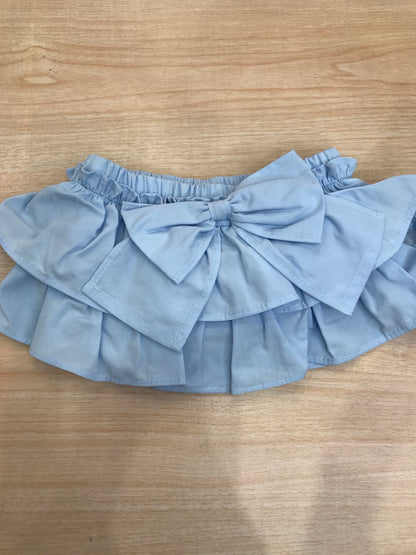 Culotte Fofettes in cotone celeste con rusche e con fiocco sul retro