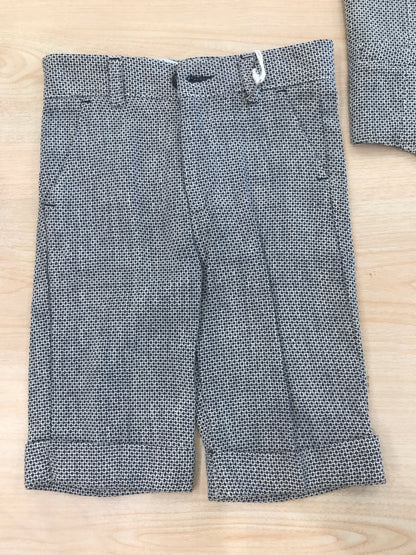 Completo Byblos in cotone gilet con bermuda blu scuro con rifiniture bianche