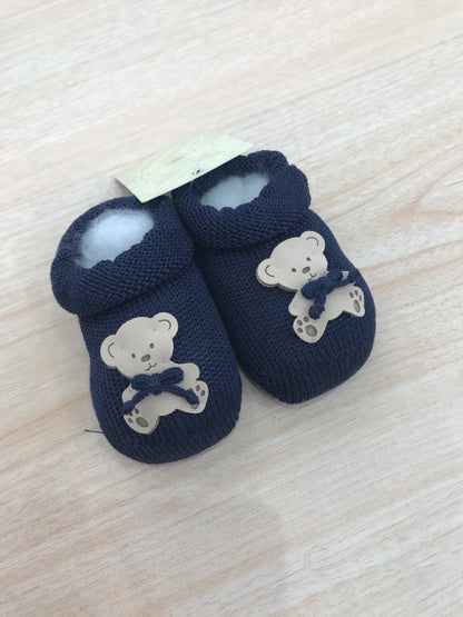 Babbucce Story Loris in filo blu scuro con orsetto sul davanti