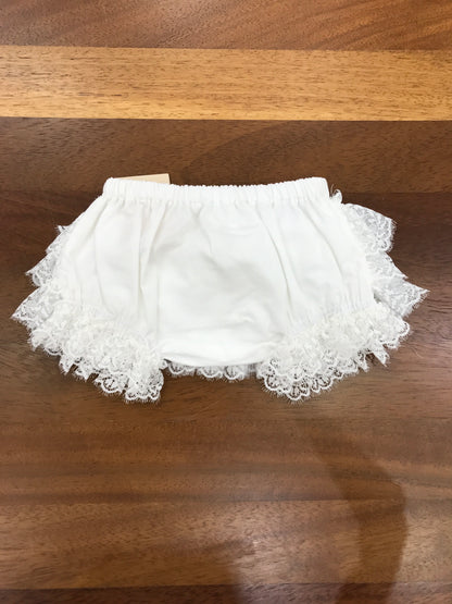 Culotte Pure in cotone con rusche in pizzo e fiocco sul retro