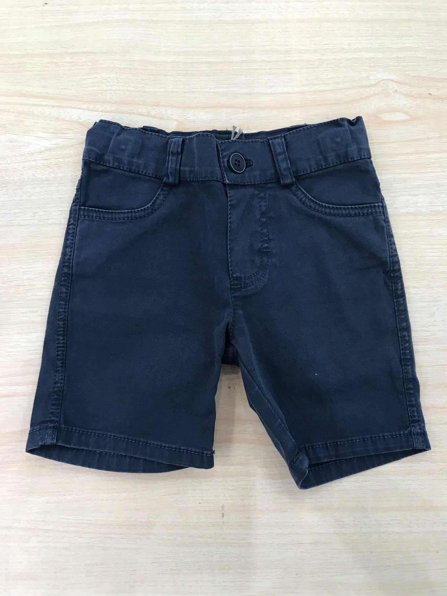 Pantalone Jo Milano in cotone blu scuro corto con elastico in vita e tasche laterali