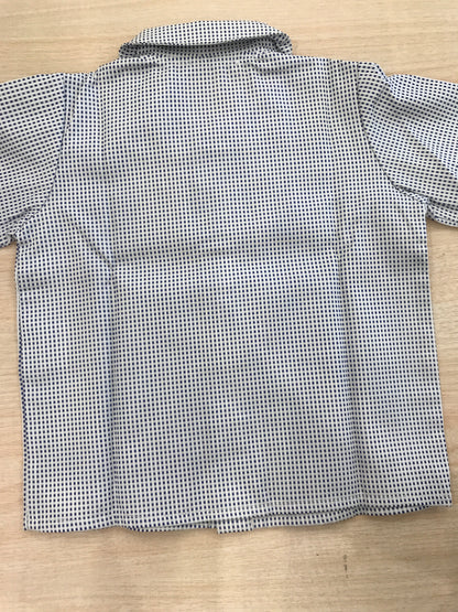 Camicia Colibrì in cotone bianco a quadretti blu scuro manica lunga