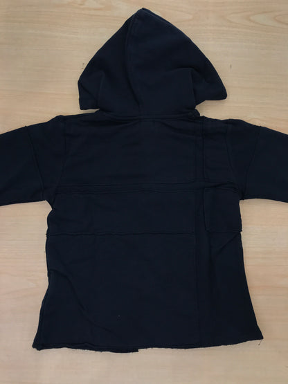 Felpa Maperò in cotone blu con cappuccio e zip manica lunga