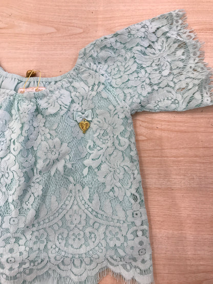 Completo Angel's face in cotone verde acqua in cotone con pizzo
