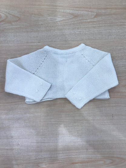 Cardigan Paz Rodriguez in filo panna traforato con pois tono su tono in rilievo