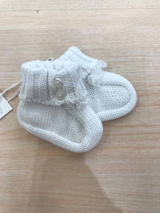 Babbucce Colibrì in filo bianco con bottoncini laterali con valancienne bianco sul davanti
