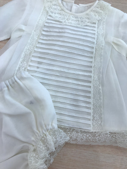 Completo Belan manica lunga in cotone con pizzo con pieghe e culotte abbinata