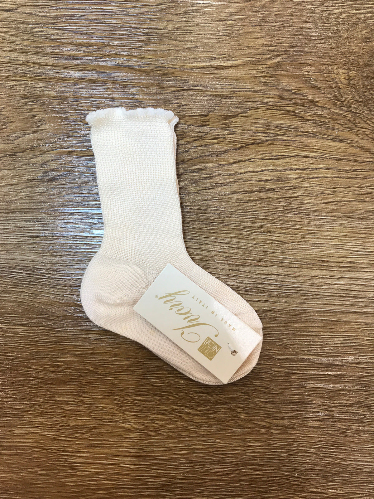Calzini Ivory in filo avorio con smerlo al bordo