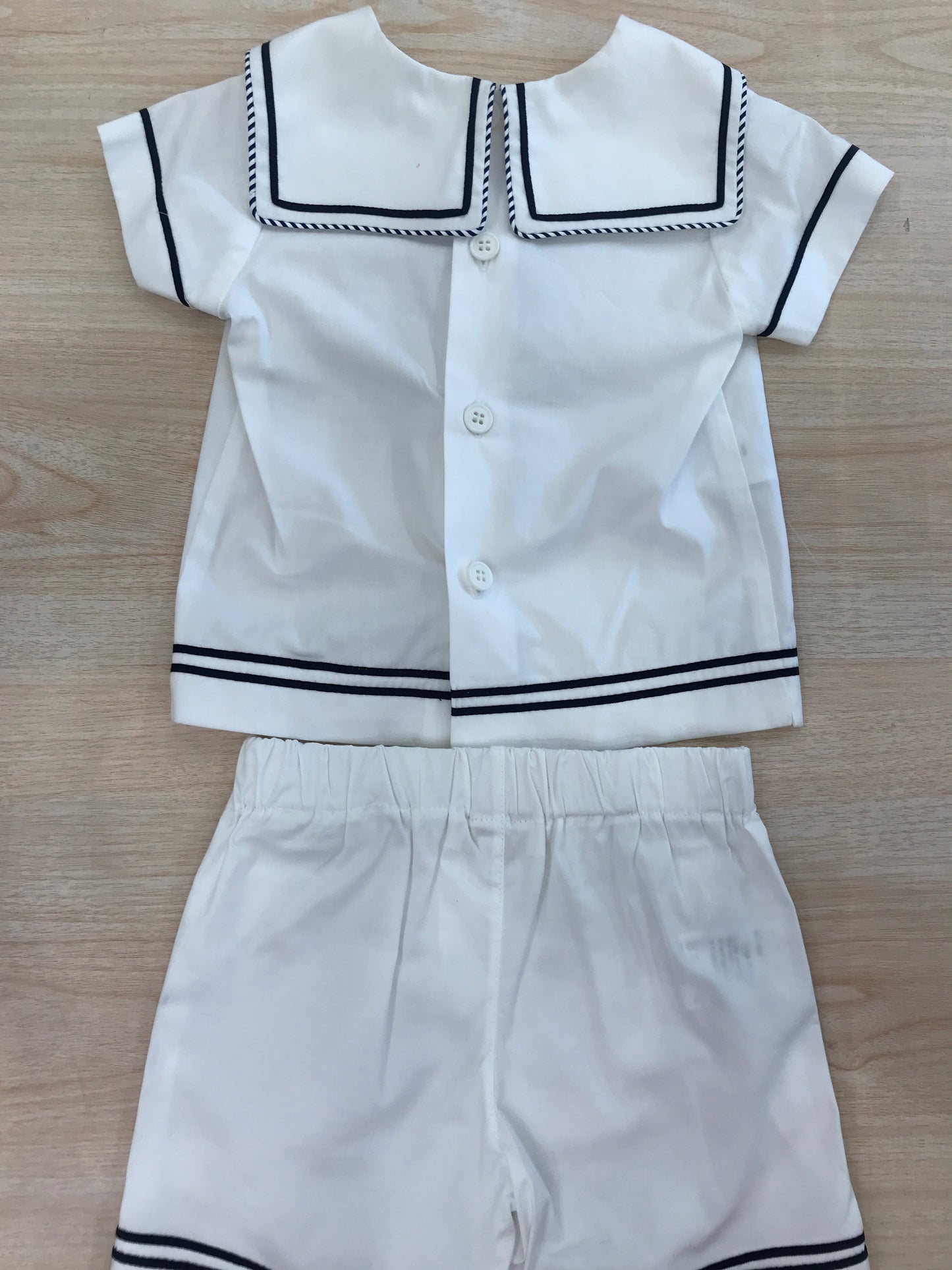 Completo Cielo Blu in cotone mezza manica con profilo blu stile marinaretto