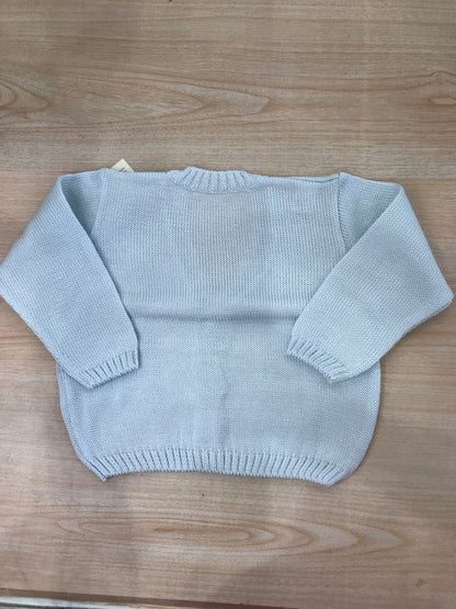 Cardigan Baby Lord in filo celeste con scollo tasche e piccoli bottoncini