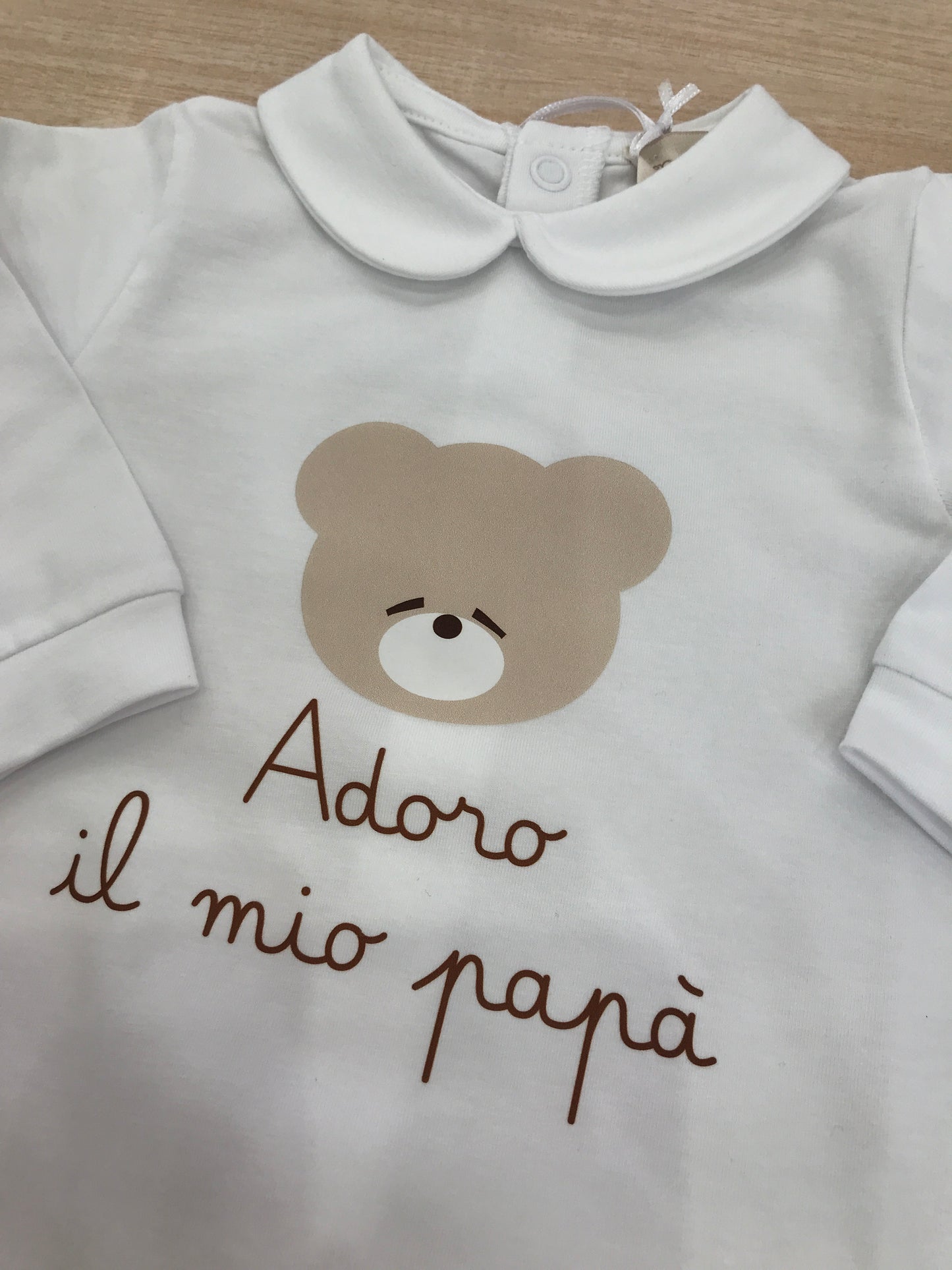 Tutina Nanan manica lunga gamba lunga in cotone con orsetto e scritta "Adoro il mio Papà"