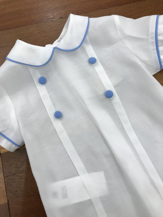 Completo Le Bebè in cotone pantalone corto all'inglese con camicia mezza manica con bottoncini sul davanti