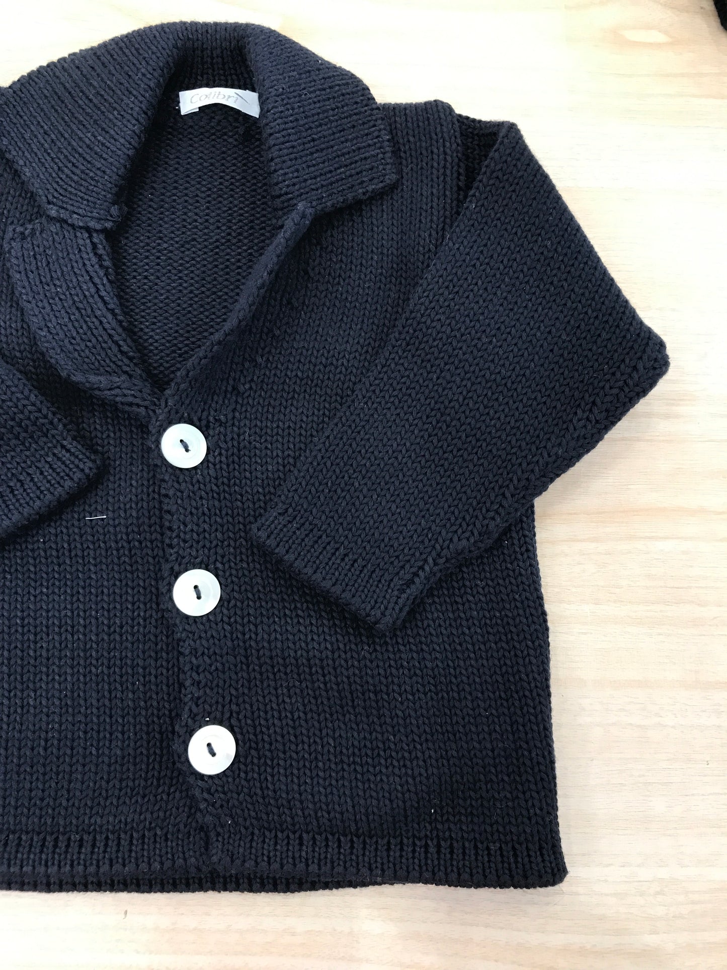 Cardigan Colibrì in filo di cotone blu scuro con bottoncini sul davanti