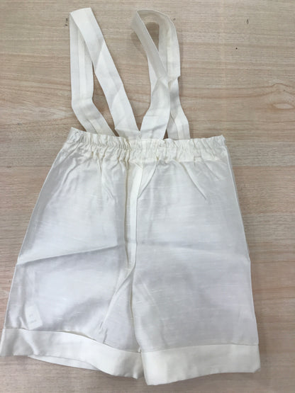 Pantalone Bebè di Almy in cotone panna con bretelle