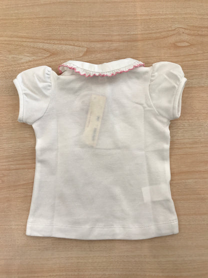 T-Shirt Les Enfants De Gisele in cotone mezza manica a sbuffo con collo rifinito in orsa smerlato con piccole rose ricamate a mano
