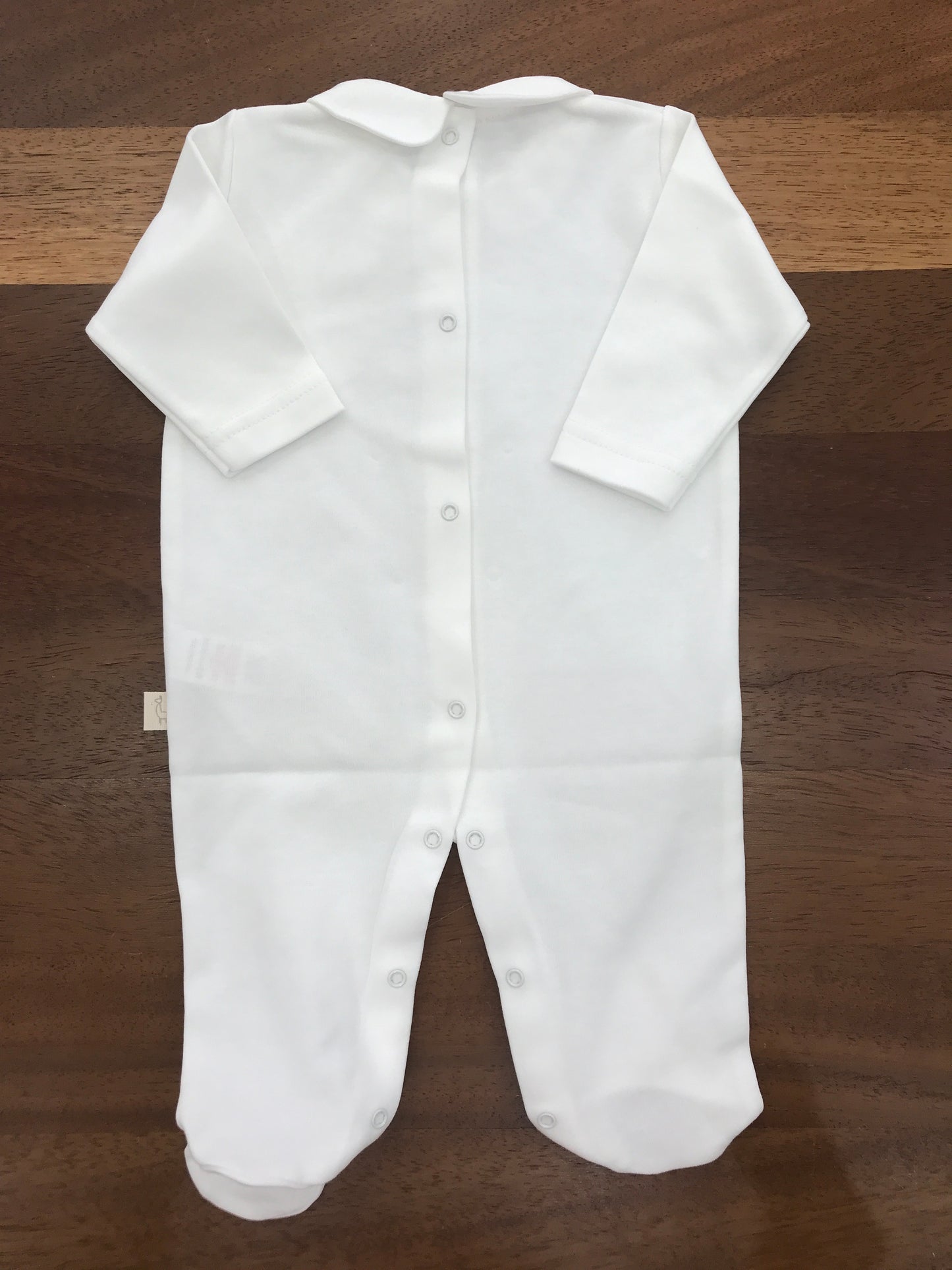 Tutina Baby Gi in cotone intera con piedini manica lunga con collo tondo bianco con mongolfiera
