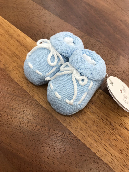 Babbucce Baby Lord in filo celeste con ricamo bianco