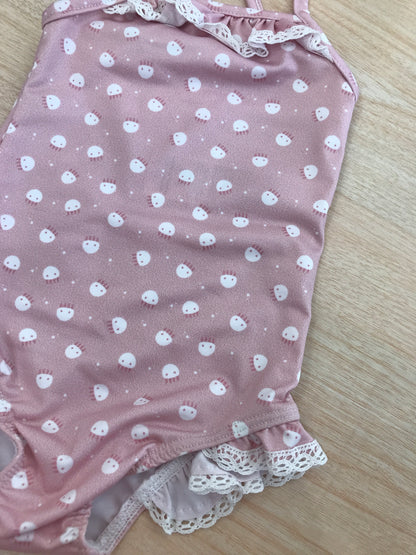 Costume Paz Rodriguez intero con rusche e piccoli animaletti bianchi con bretelle ad incrocio