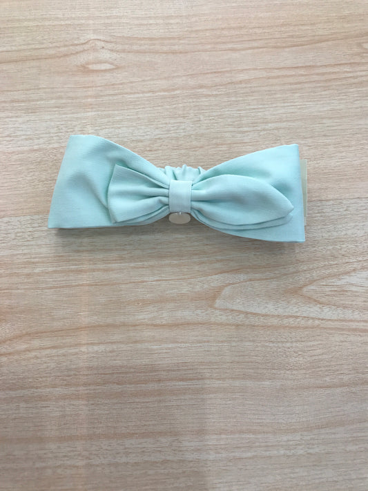 Fascia Le Bebè in cotone verde acqua a forma di fiocco con elastico sul retro