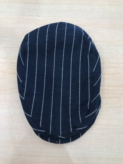 Coppola Coccodè in cotone blu scuro con righe grigie con visiera rigida