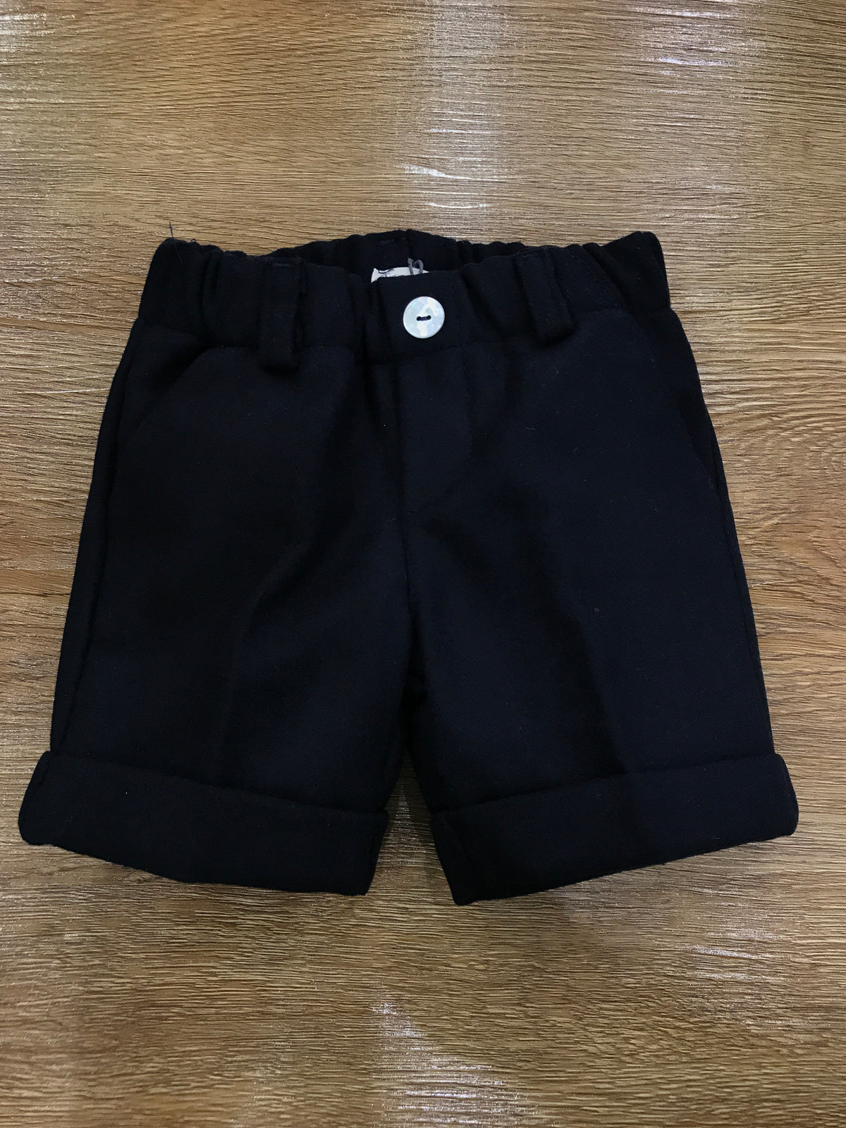 Pantalone Jo Milano in panno blu scuro con risvolto