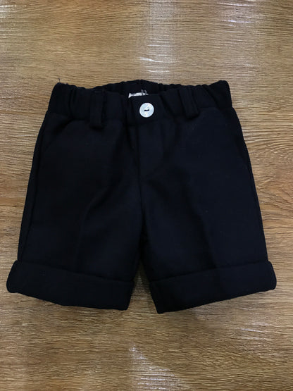 Pantalone Jo Milano in panno blu scuro con risvolto