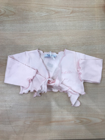 Cardigan Nanan in cotone rosa smerlato con nodino per chiusura