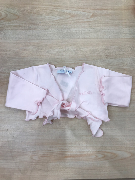 Cardigan Nanan in cotone rosa smerlato con nodino per chiusura