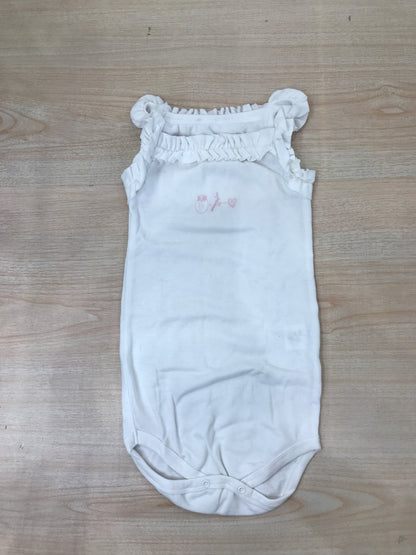Body Coccodè bianco in cotone a spallina con rusche con disegno applicato sul davanti