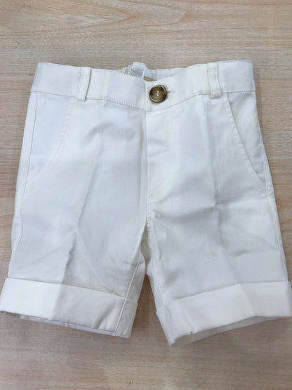 Pantalone Cielo Blu in cotone bianco corto con tasche sul davanti