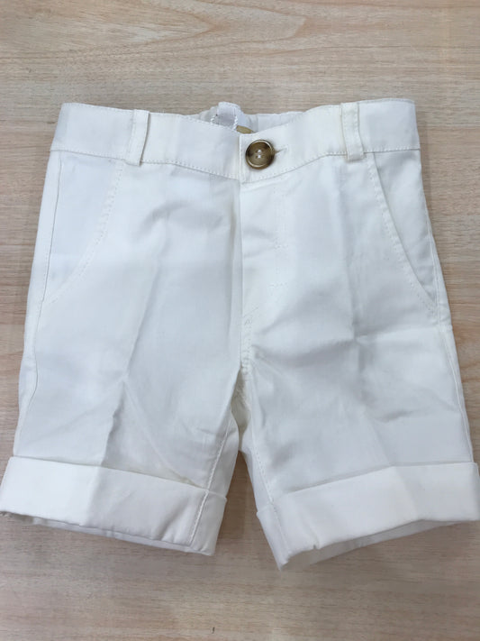 Pantalone Cielo Blu in cotone bianco corto con tasche sul davanti