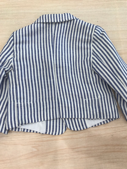Giacca Les Copains in cotone manica lunga a righe bianche e blu con bottoncini e tasche