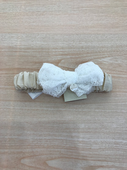 Fascia Le Bebè in cotone con fiocco in pizzo bianco applicato sul davanti