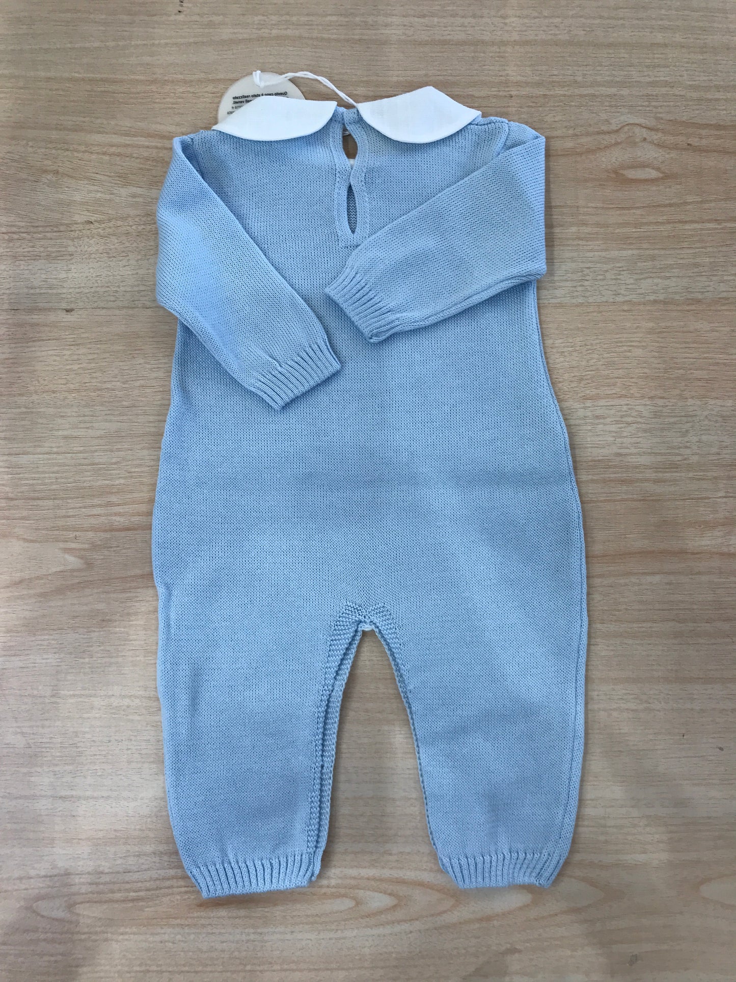Tutina Baby lord in filo manica lunga gamba lunga con colletto bianco con cavallo a dondolo bianco sul davanti