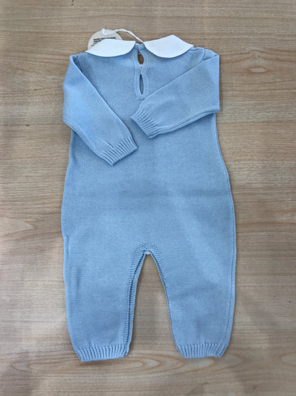 Tutina Baby lord in filo manica lunga gamba lunga con colletto bianco con cavallo a dondolo bianco sul davanti