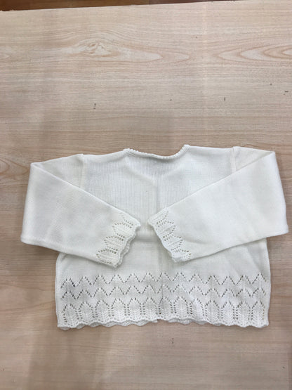 Cardigan Biebi in filo panna con lavorazione in basso