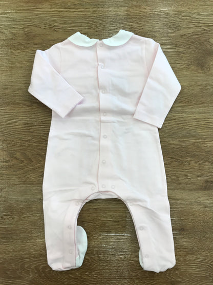 Tutina Laranjinha in cotone rosa intera con collo con pois rosa