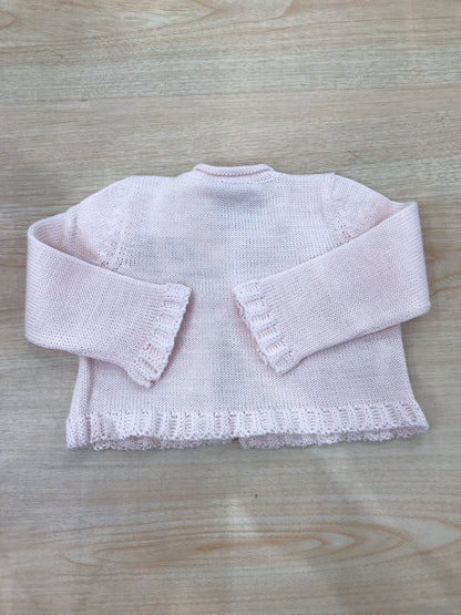 Cardigan Colibrì in filo rosa chiaro con piccoli bottoncini smerlato