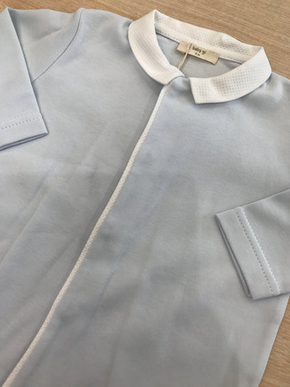 Tutina Baby Gi in cotone manica lunga gamba lunga con piedini con colletto in piquet con ali sul retro