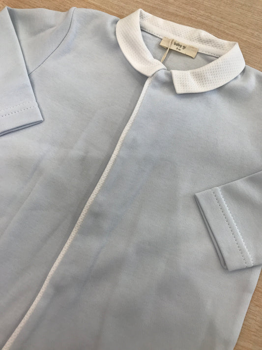 Tutina Baby Gi in cotone manica lunga gamba lunga con piedini con colletto in piquet con ali sul retro
