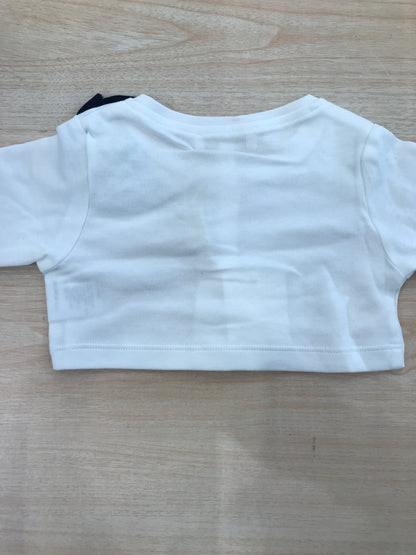 Cardigan Cielo Blu in cotone bianco con bottoncini e fiocco blu laterale