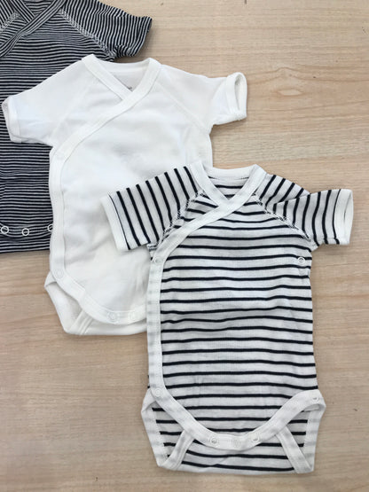 Body Petit Bateau tris a righe bianche e blu antipanico mezza manica