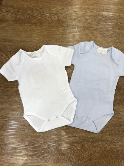 Body Story Loris in coppia bianco e celeste in cotone mezza manica