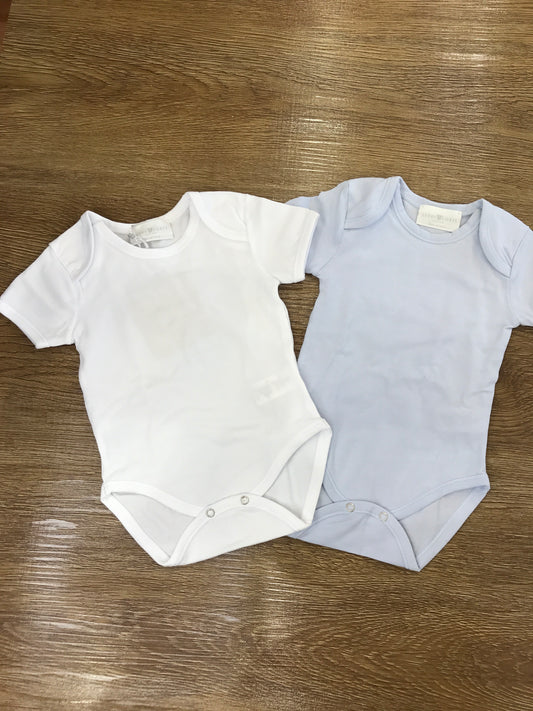 Body Story Loris in coppia bianco e celeste in cotone mezza manica
