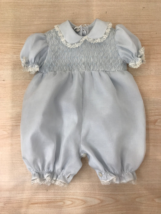 Pagliaccetto Piccola Giuggiola in organza in seta mezza manica con corpetto lavorato da punto smock
