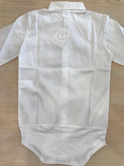 Camicia Coccodè in cotone manica lunga effetto body bianca con collo a punta